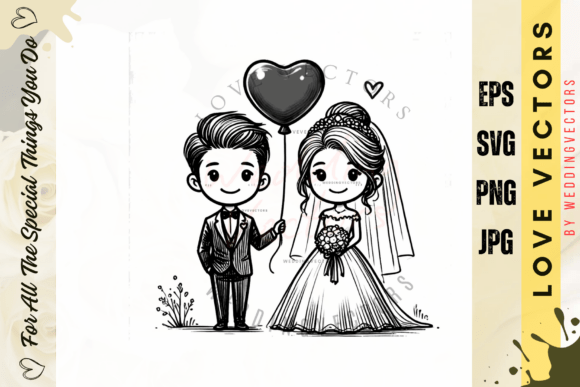 C4201: Elegant Wedding Couple & Love Vectors for Designers