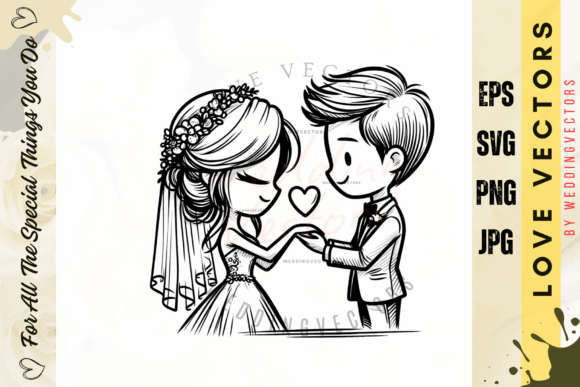 Elegant Wedding Couple and Love Vectors - C3949