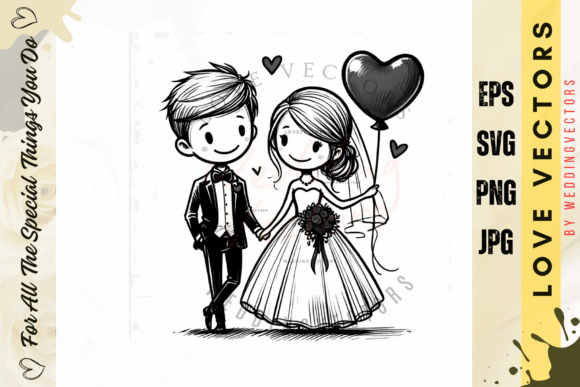 Elegant Wedding Couple and Love Vectors: C4048 Design Assets
