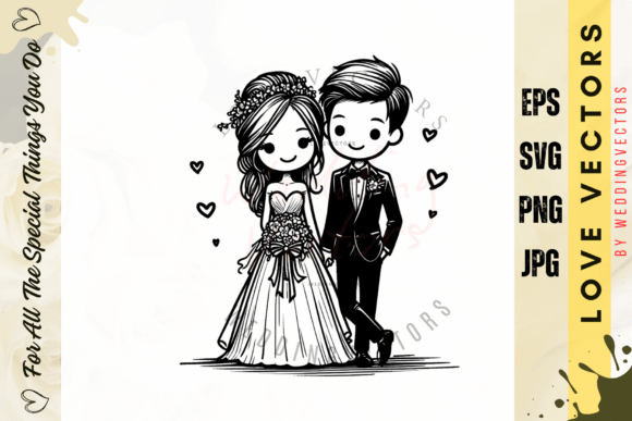 Elegant Wedding Couple and Love Vectors - C4206 Collection