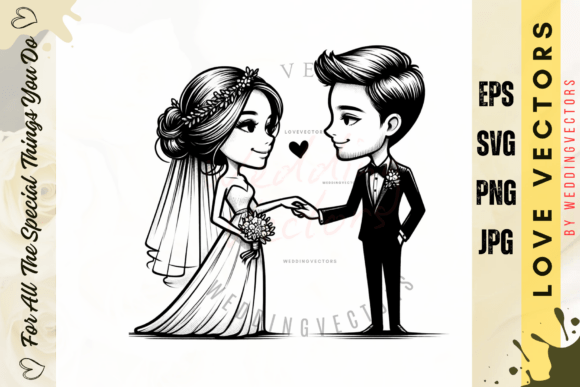 Elegant Wedding Couple and Love Vectors: The C3969 Collection