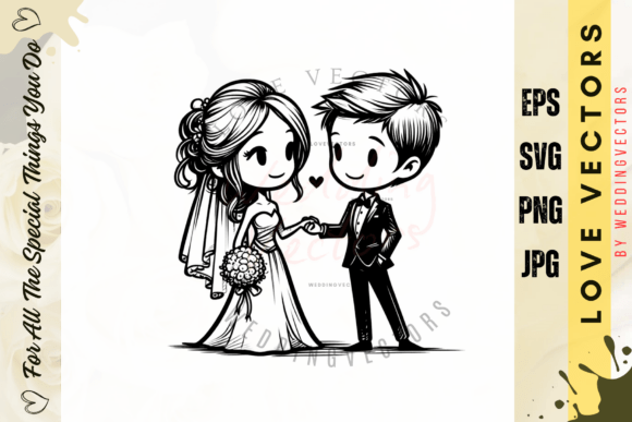 Elegant Wedding Couple & Love Vector C3931