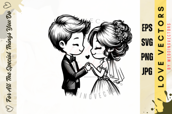 Elevate Your Design Narrative with Wedding Couple and Love Vectors - C4029