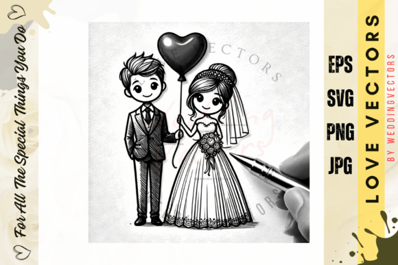 Elevate Your Designs with C3841 Wedding Couple Vectors