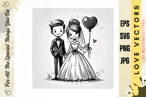 Eternal Love: Wedding Couple and Love Vectors - C4012