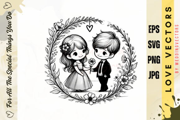 Timeless Wedding Couple & Love Vectors