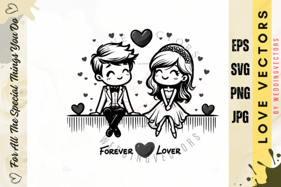 Wedding Couple and Love Vectors: A Modern Design Asset