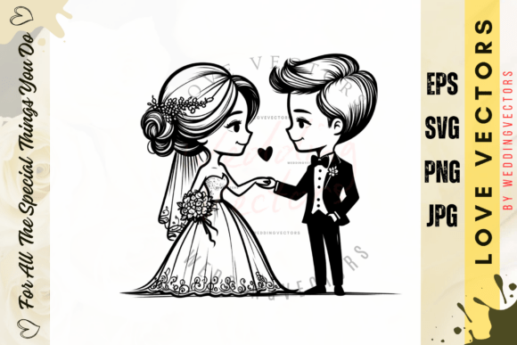 Wedding Couple and Love Vectors - C3834