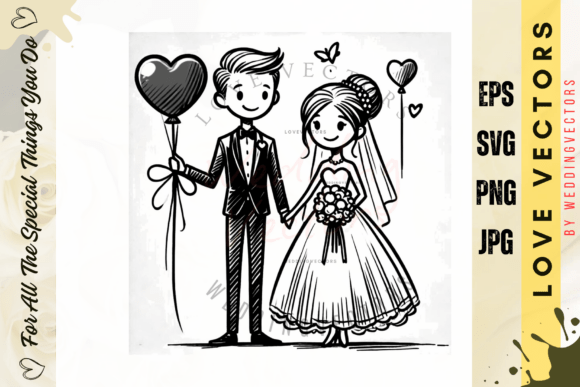 Wedding Couple and Love Vectors - C3894: A Design Asset