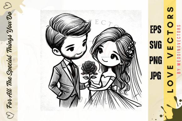 Wedding Couple and Love Vectors - C392: Elegant Design Assets
