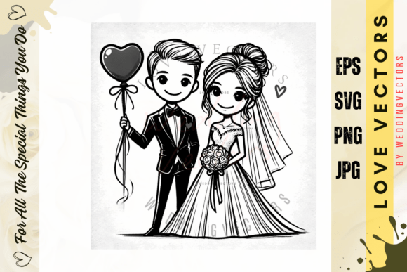 Wedding Couple and Love Vectors: C3972 Collection