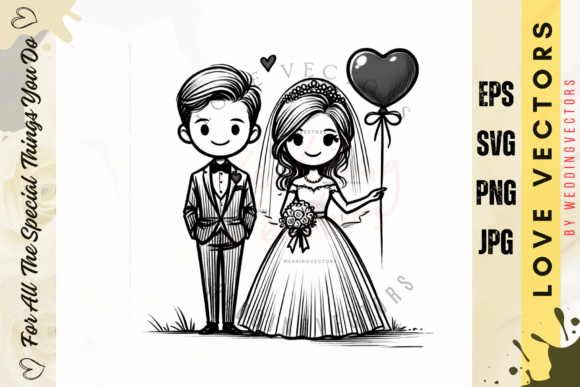 Wedding Couple and Love Vectors: C3976 Design Assets