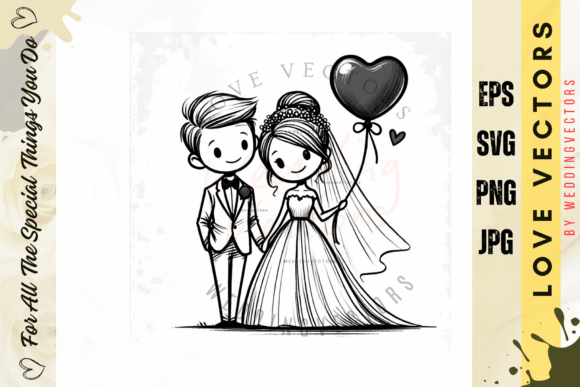 Wedding Couple and Love Vectors - C3990