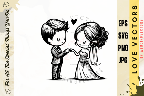Wedding Couple and Love Vectors - C4015: A Gold-Kissed Design Suite