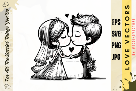 Wedding Couple and Love Vectors - C4073: Elegant Design Assets