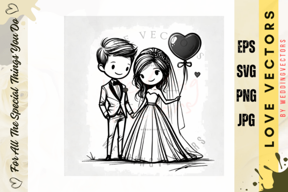 Wedding Couple and Love Vectors - C4089: A Design Asset for Romance