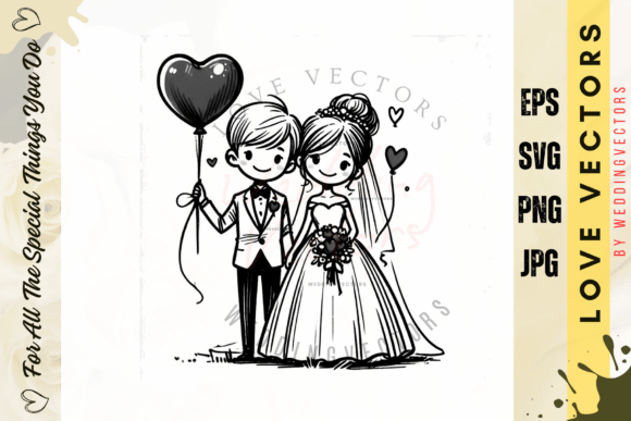Wedding Couple and Love Vectors - C4191: Elegant Design Assets