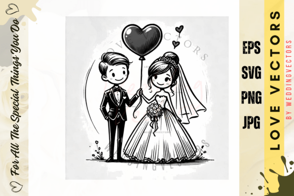 Wedding Couple and Love Vectors - C4193