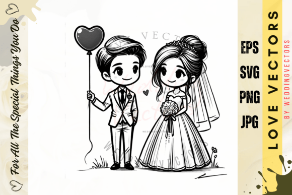 Wedding Couple and Love Vectors - C4209