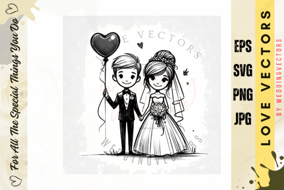 Wedding Couple & Love Vectors C3817: Modern Design